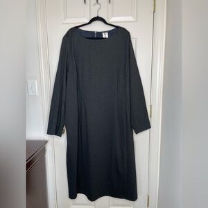NWT Marina Rinaldi Plus Size 24 Jersey Knit Shift Dress in Charcoal Gray